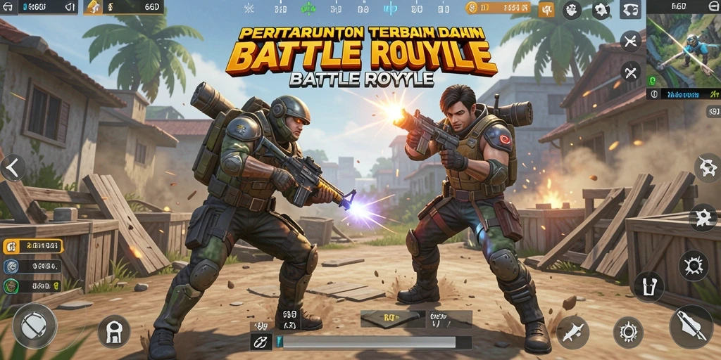Screenshot gameplay 66D menampilkan aksi menyeramkan dalam arena Battle Royale.