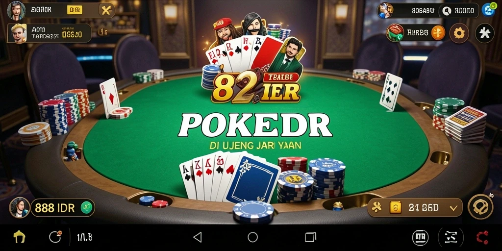 Tampilan menarik gameplay Poker di aplikasi 888IDR.