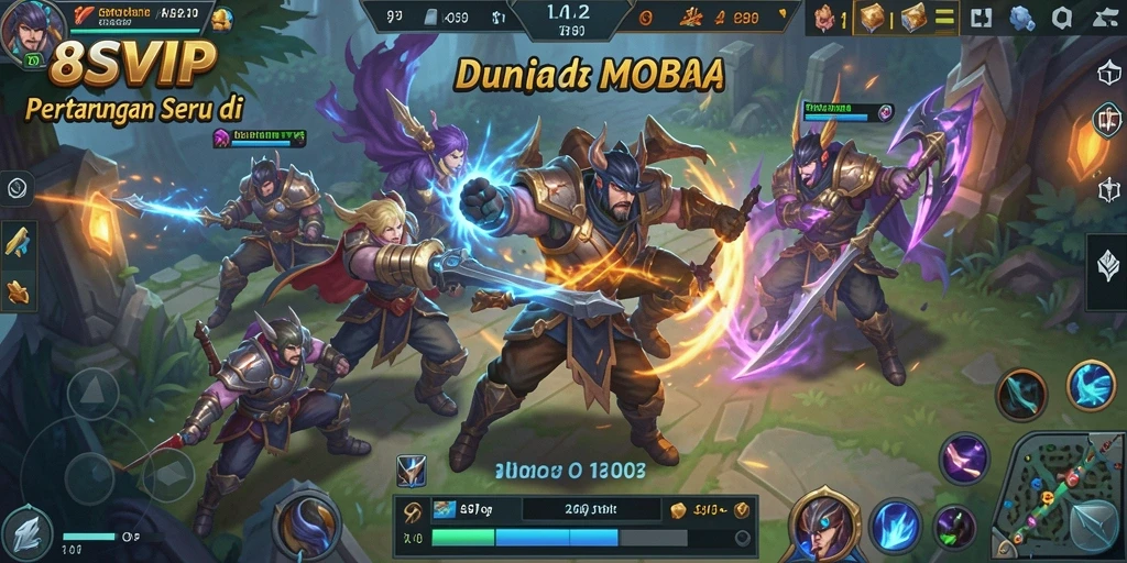Tangkapan layar menampilkan pertarungan intens dalam game MOBA 8SVIP.