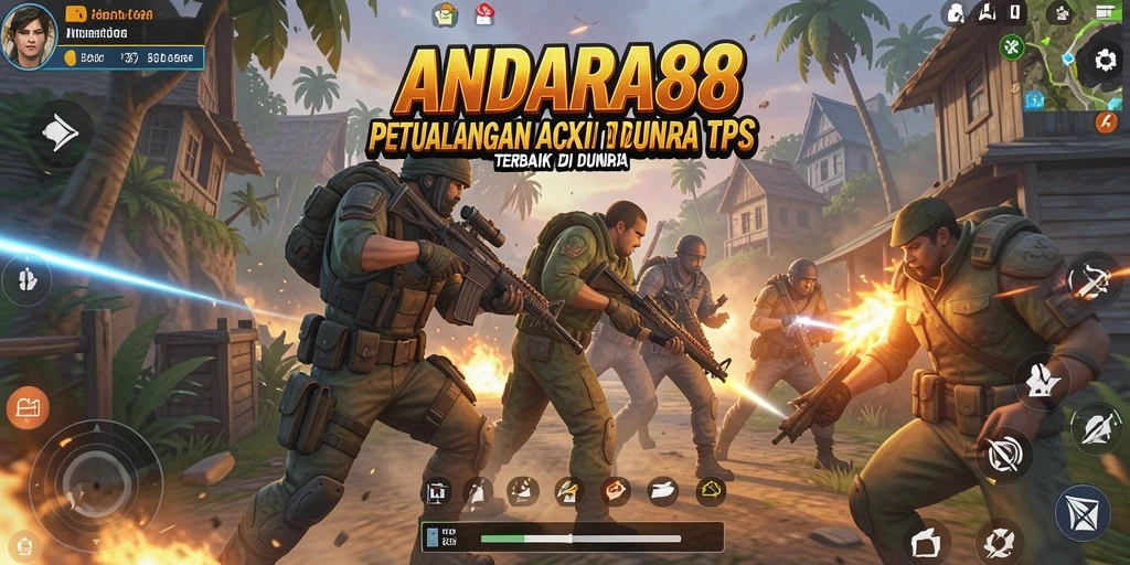 Screenshot gameplay ANDARA88 menampilkan aksi seru dalam pertempuran TPS.