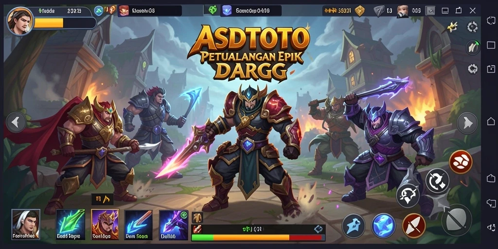 Tampilan gameplay action-packed dari ASDTOTO dengan karakter bertarung.