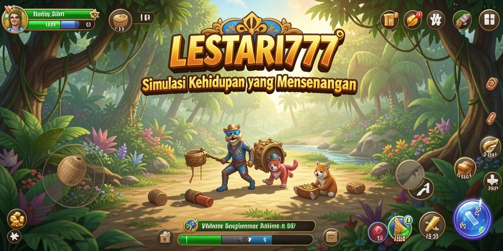 Tangkapan layar gameplay LESTARI777 menampilkan kehidupan sehari-hari yang dinamis.