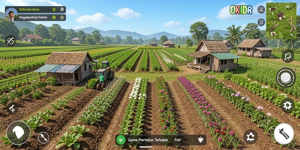 Gameplay seru dalam OKIDR yang menampilkan aktivitas bertani.