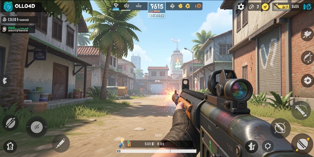 Screenshot gameplay OLLO4D menampilkan aksi tembak-menembak yang seru dan dinamis.