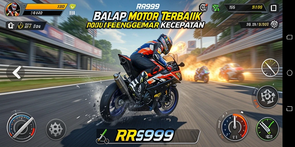 Gameplay seru balap motor dengan grafis menakjubkan.